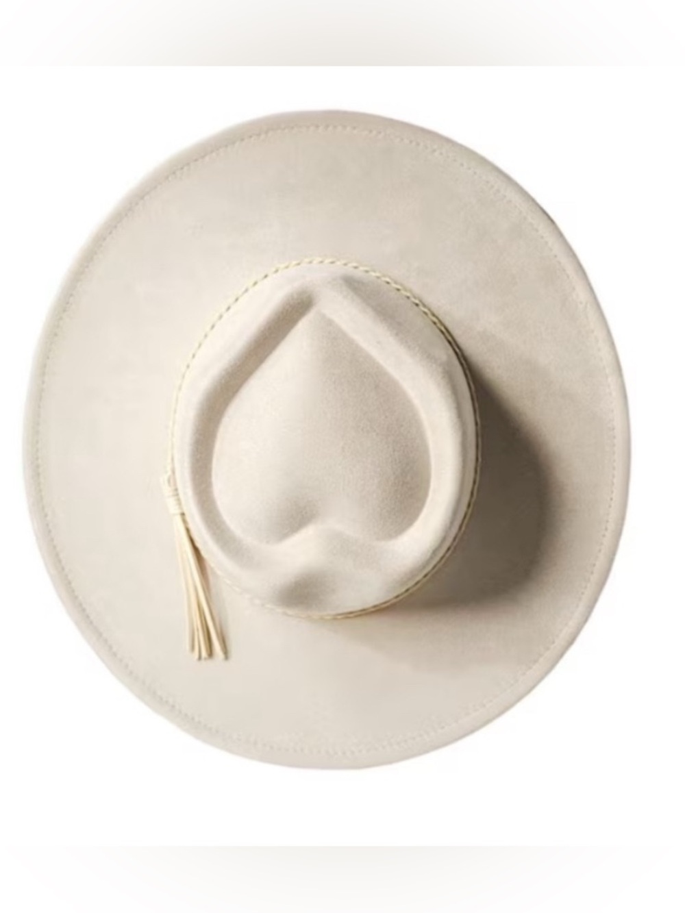 Western Cream Heartcrown Wide Brim Fedora Hat